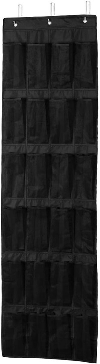 Hangende opbergtas voor achter de deur - 24 compartimenten - Multifunctionele opbergtas voor schoenen en speelgoed - met 3 haken - Ruimtebesparend - Zwart (6117918132212)