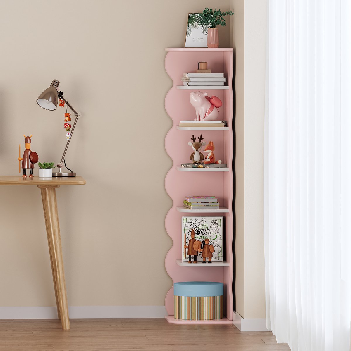 Kinderschoenenrek Vestnes 108x27x27 cm roze en wit [en.casa] (4059438951695)