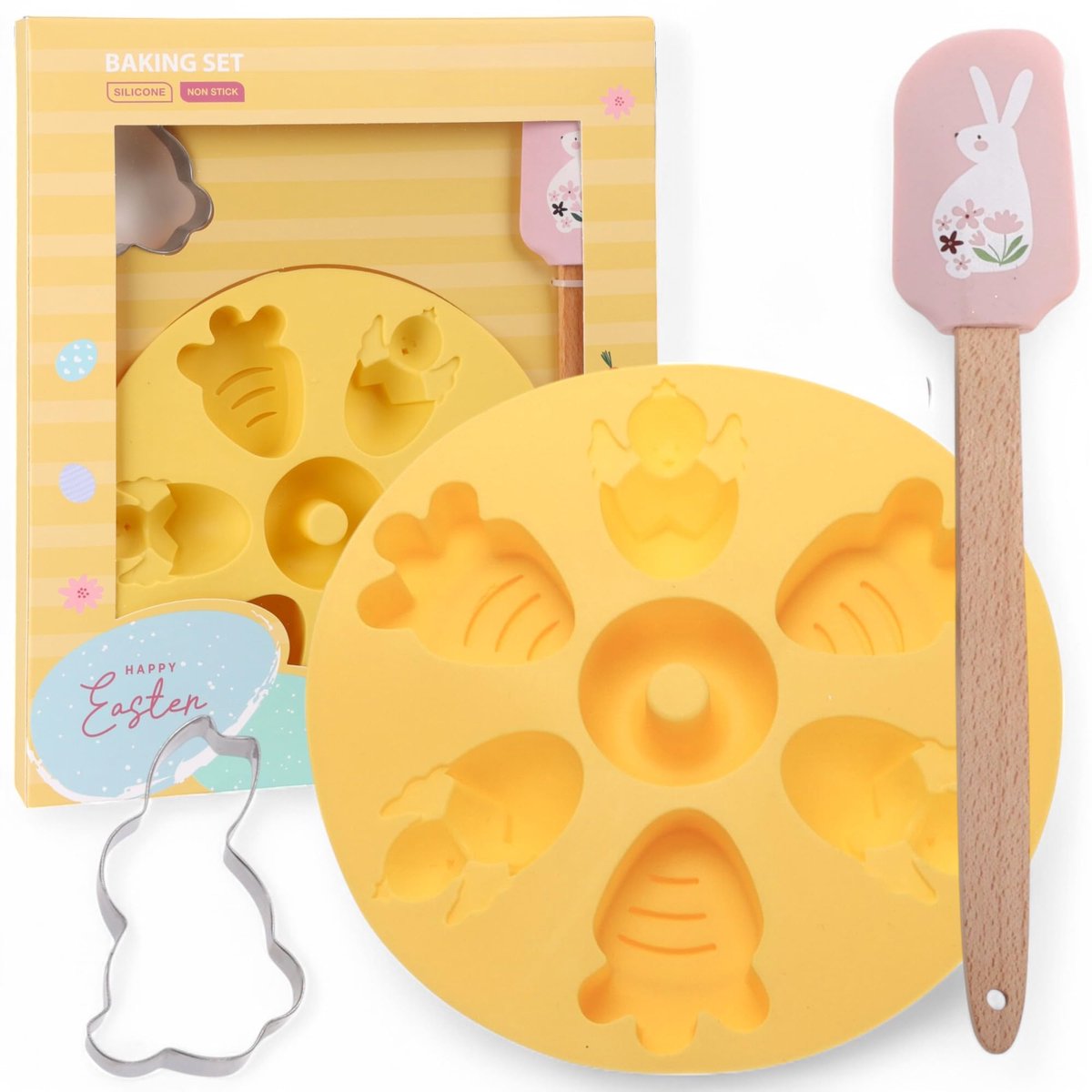 MIJOMA Karotten Bakset - Siliconen Bakvorm met Spatel en Koekjessteker - Voedselveilig en Antiaanbak - Perfect Voor Creatief Bakken (6154335350362)