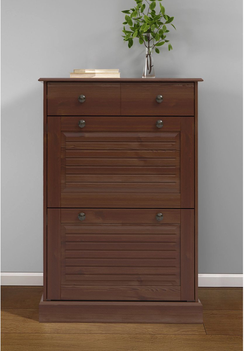 Mille|Schoenenkist met 2 klepdeuren, 1 lade in dennenbruin (5711950569497)