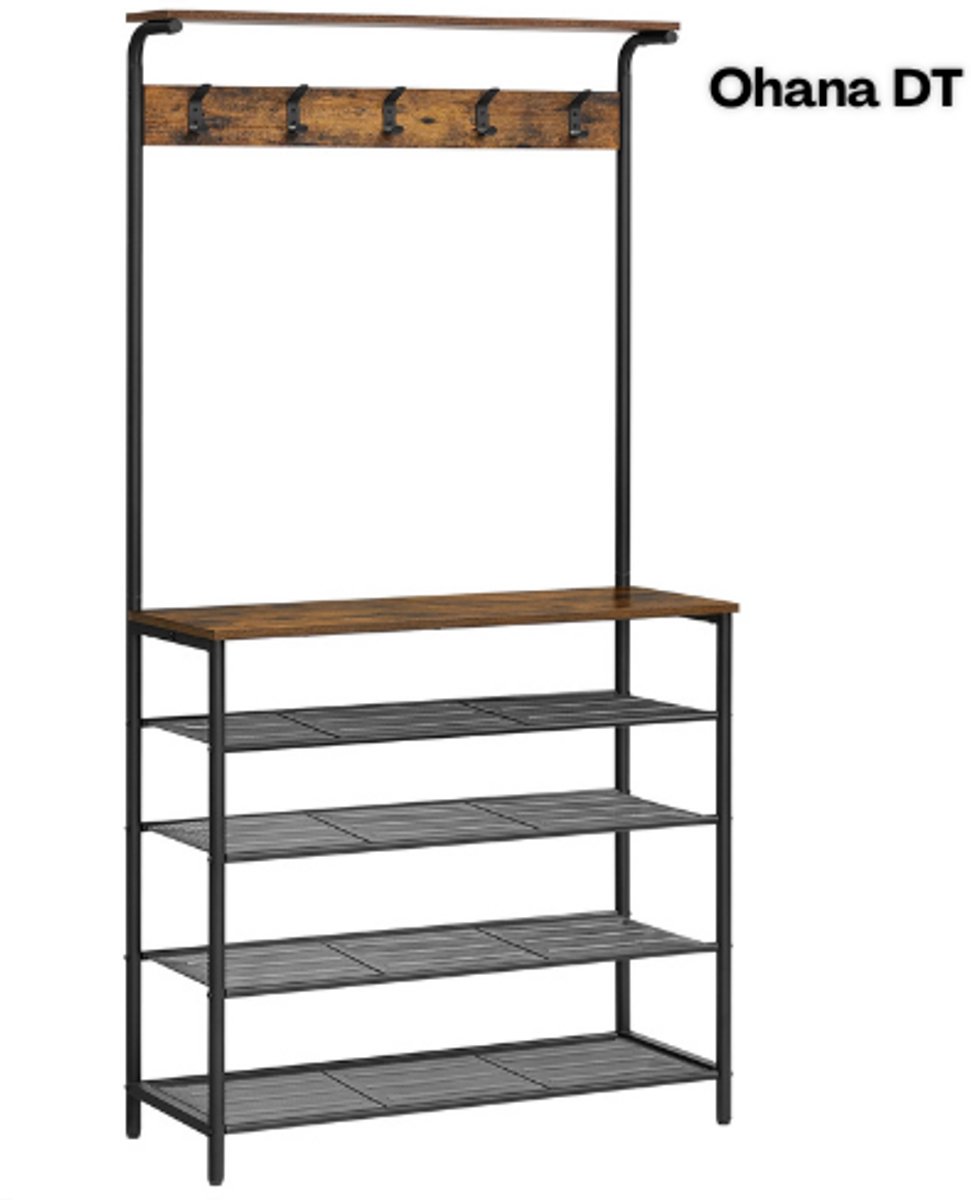 Ohana DT - Kapstop Met Schoenenrek - 5 Planken - 5 Haken - (8721398315225)