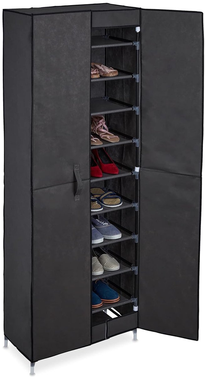 Ruimtebesparend schoenenrek - voor 30 paar - met stofhoes - 168x61x30,5 cm (9502427968433)