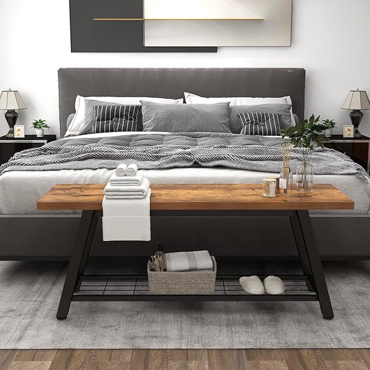 Rustieke schoenenbank met opbergruimte - Industrieel design, ideaal voor hal of slaapkamer (8785341242211)