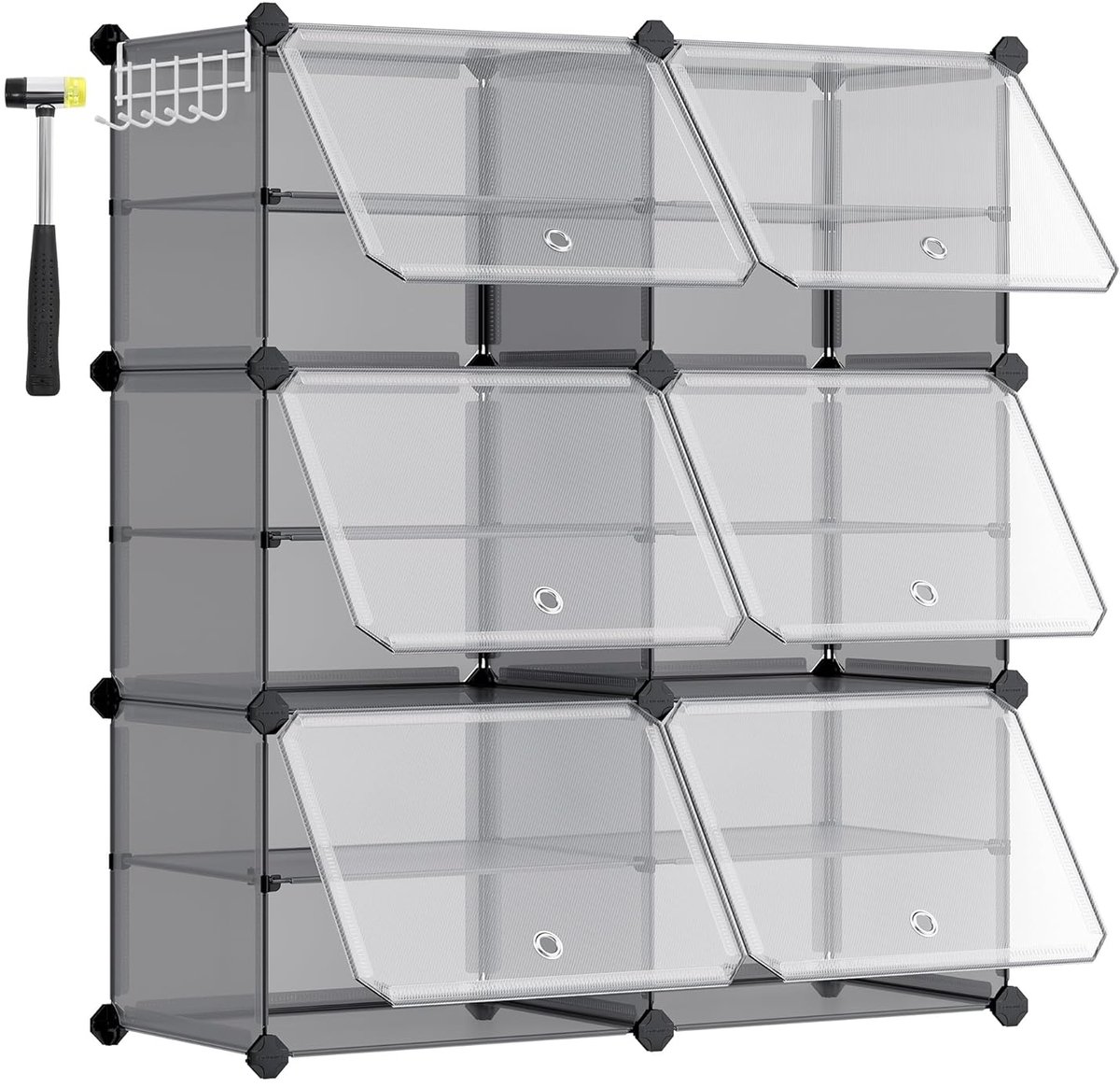 Schoenenorganiser - Opbergruimte voor 24 paar schoenen - Stabiel en veelzijdig - 1 stuk - Kunststof en staal (9509621843658)