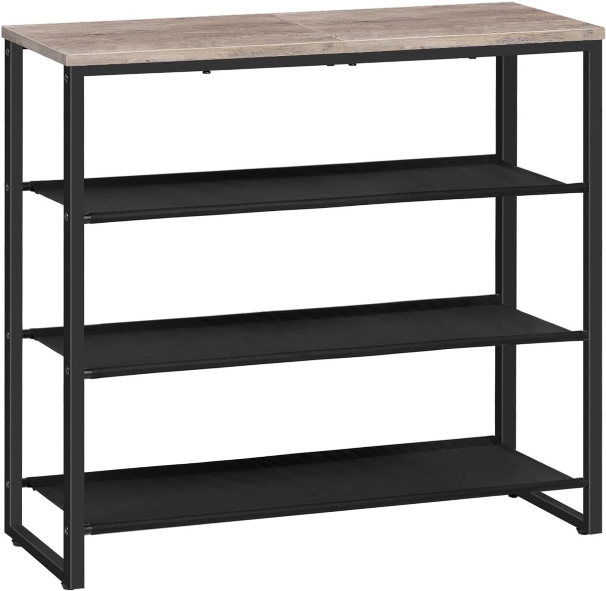 Schoenenrek 4 Niveaus - Industrieel Schoenenrek met 3 Oxford Lagen en 1 Paneellaag - Voor 12-16 Paar - Hal, Gang - Verweerd Grijs (8785341245922)