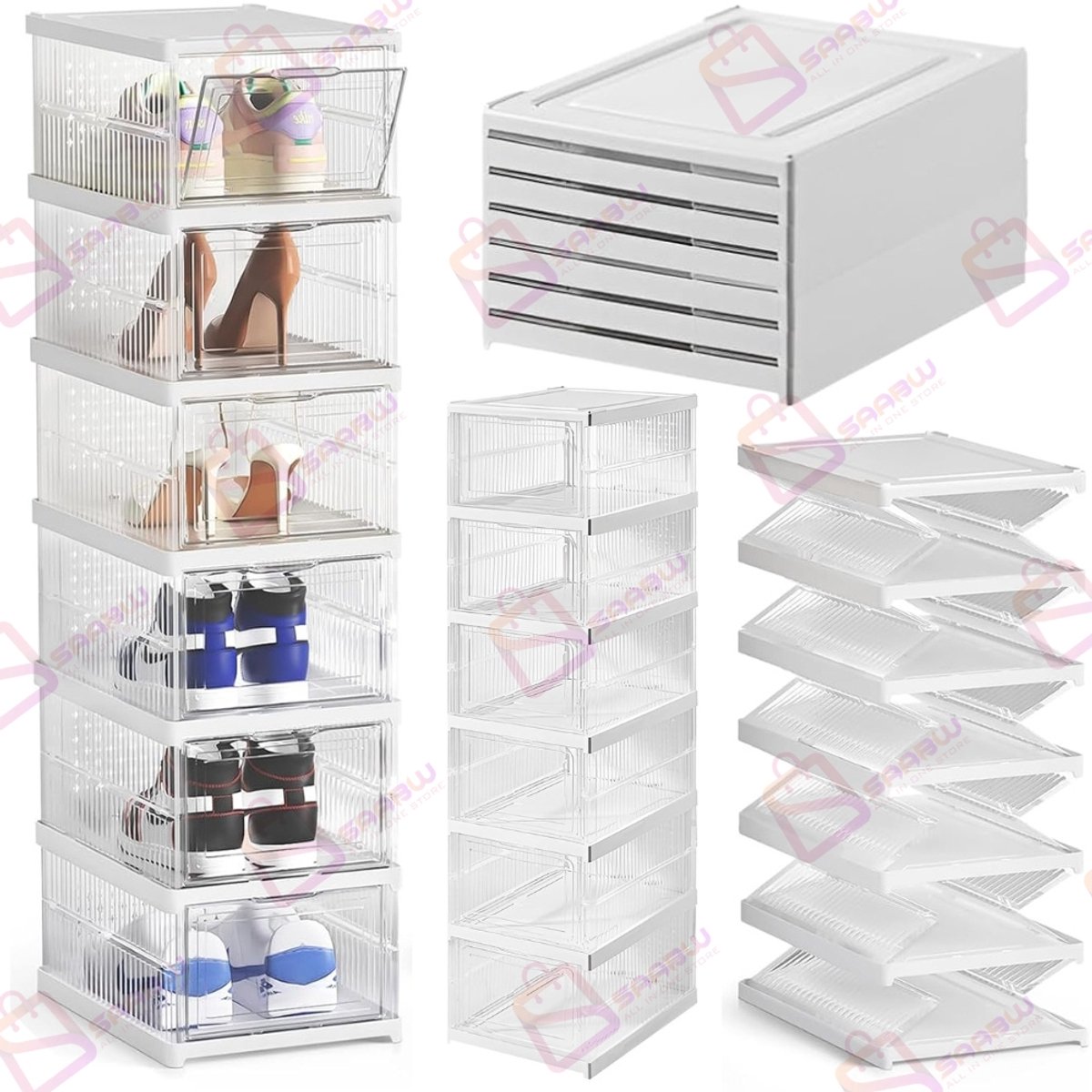 Schoenenrek - Schoenenorganiser - 6 Lagen - Transparant Opbergsysteem - schoenenkast - schoenen rek - schoenenbank - 77031 (6154518221243)