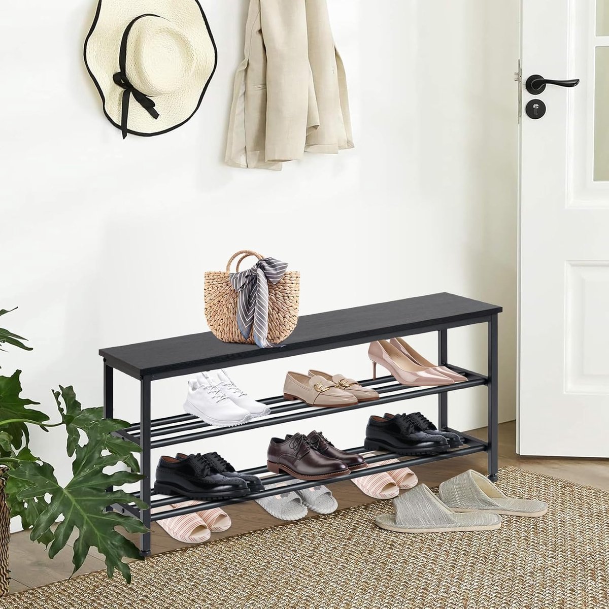 Schoenenrek met Bank - Stabiele Houten Structuur - 1 stuk - MDF (9506238636833)