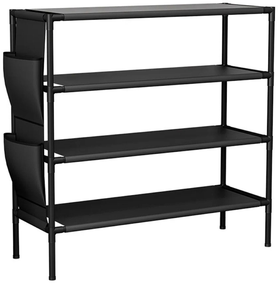 Schoenenrek - schoenenkast 4 lagen met organizer - 16-20 paar Schoenen - Metaal - Hal - Woonkamer - Zwart - 80 x 30 x 61cm (8721325789426)