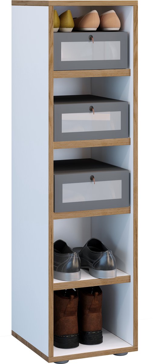 VCM Holz Schuhregal | Maße ca. H. 110 x B. 30 x T. 33 cm | Schuhkommode mit 5 Fächer | Schuhschrank - Salia 5fach B. 30 cm (4051814446122)