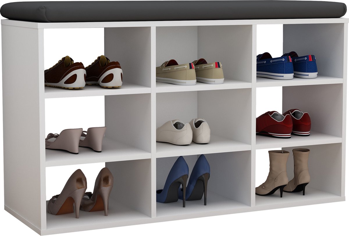 VCM Houten bankschoenenkast Schoenrek Schoenenkast 9 vakken Hinsol XS Houten bankschoenenkast Schoenrek Schoenenkast 9 vakken Hinsol XS (4051814427299)