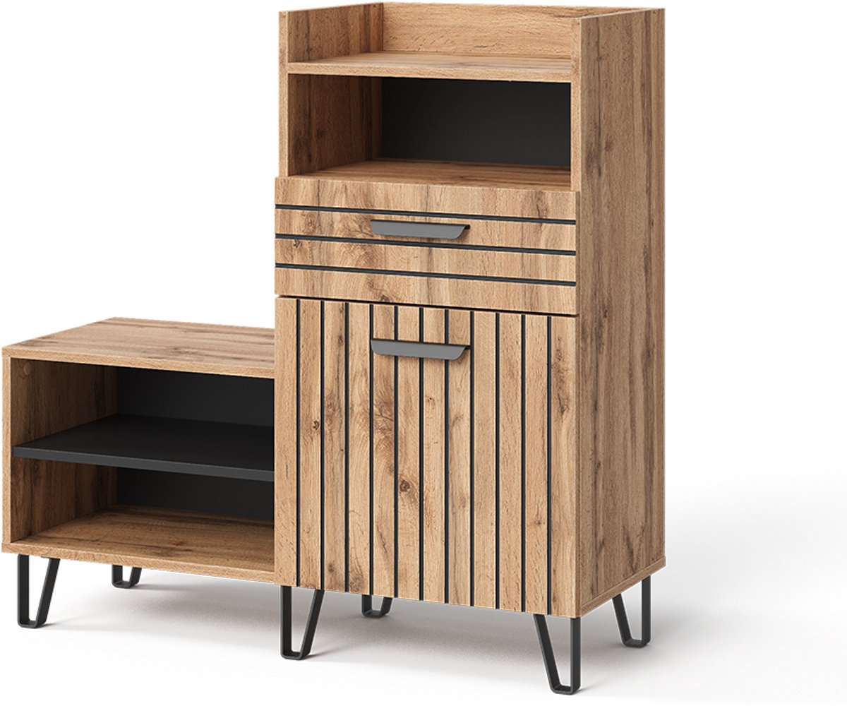 Vicco Amber Schoenenkast - 100 x 100 cm met deur en lade Eiken Wotan (4066731504633)