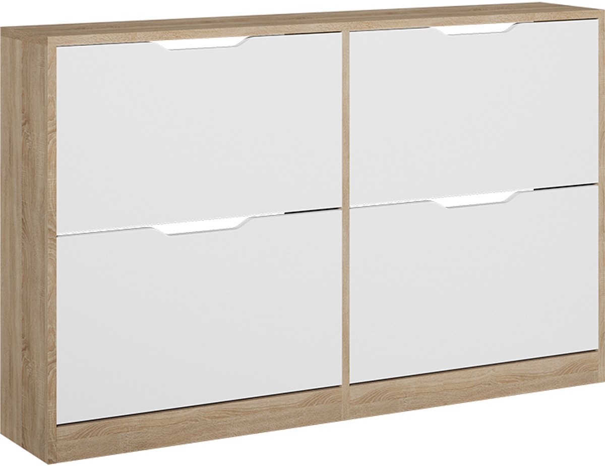 Vicco Luca Schoenklaprek - 116.6 x 72.5 cm met 4 compartimenten Sonoma/Wit (4066731510818)