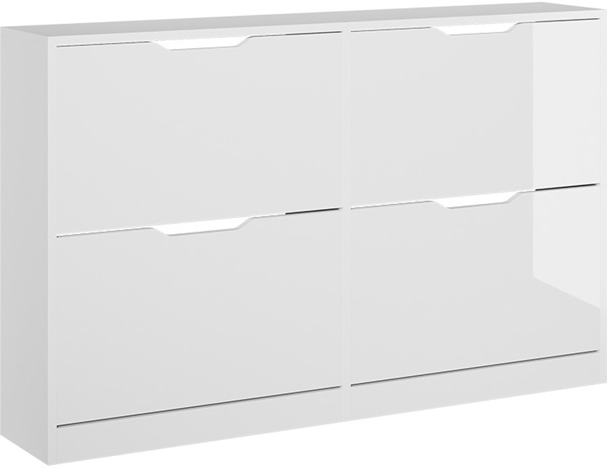 Vicco Luca Schoenklaprek - 116.6 x 72.5 cm met 4 compartimenten Wit/wit hoogglans (4066731510795)