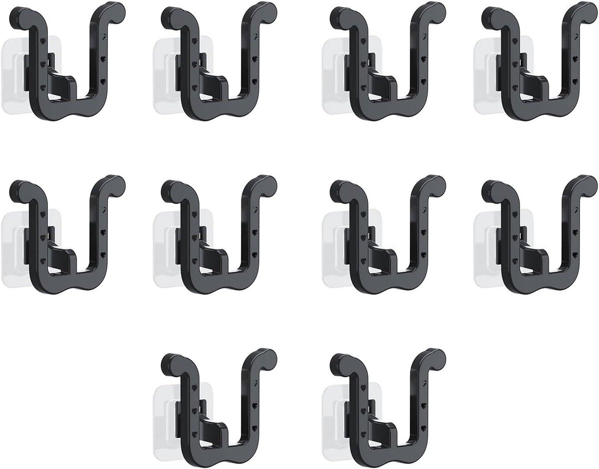 Wandgemonteerde Schoenenrek - 10 Stuks - Schoenenorganizer - Polypropyleen - Zelfklevende - Geschikt voor Smalle Ruimtes Kasten Badkamer Keuken - 8*3.5*7CM - Zwart (9484896305097)