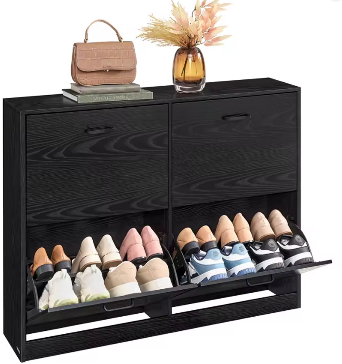 Zwart Schoenenkast 16-28 Paar | Ruimtebesparende Schoenenopberger | Verstelbare Compartimenten | Stevig & Veilig | Modern Design | EU Maat 48,5 (8721381160375)