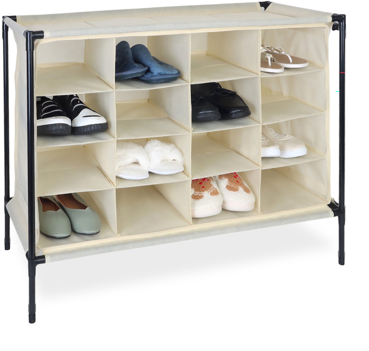 camping schoenenkast - 16 vakken - 65 x 84 x 36 cm - stof - beige (4052025864057)