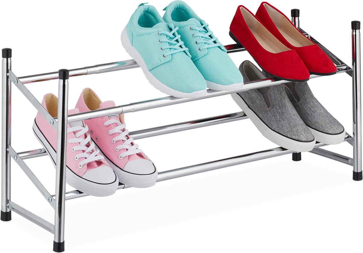 schoenenrek uitschuifbaar - 2 etages - 36 x 63-115 x 23 cm - voor 10 paar - metaal - kunststof (4052025374488)
