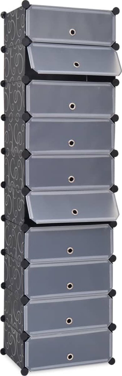 vidaXL Schoenen Rek - Schoenenkast - Schoenenkast met 10 ineengrijpende vakken zwart - Organisatie - Opslag - Schoenuitleg (8721031230816)