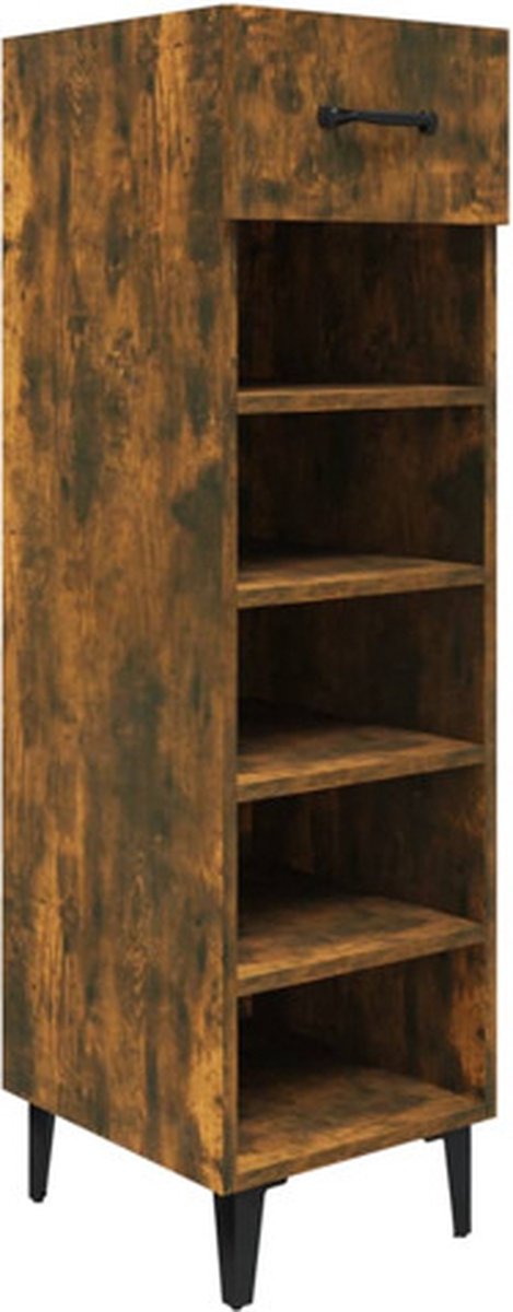 vidaXL - Schoenenkast - 30x35x105 - cm - bewerkt - hout - gerookt - eikenkleurig (8720287086710)