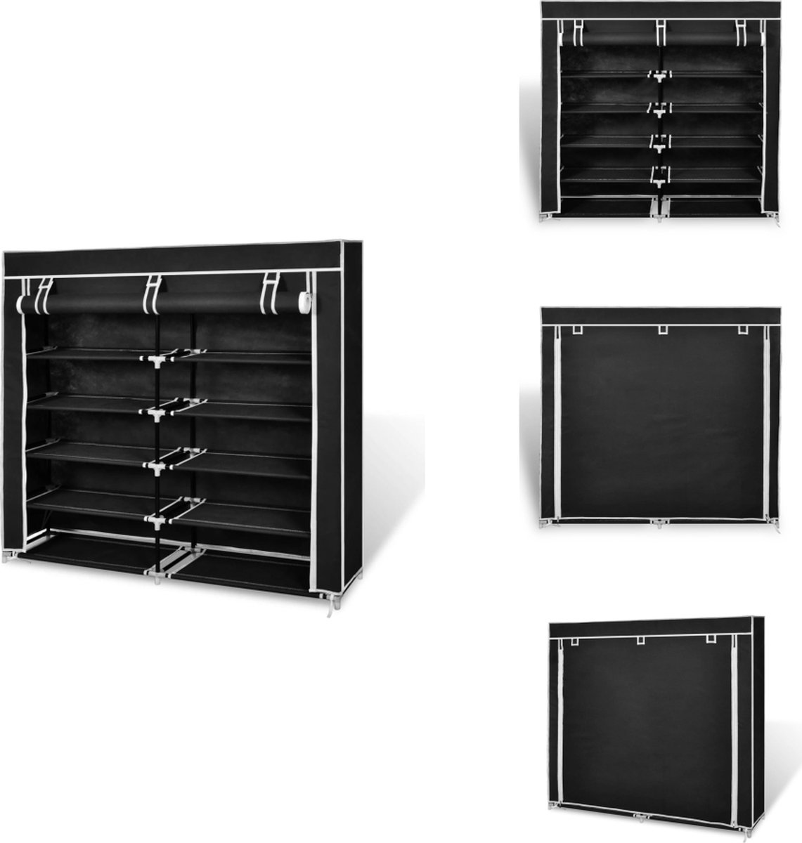 vidaXL Schoenenkast - Schoenenkasten - Schoenen Kast - Schoenen Kasten - Schoenenkast met hoes 115x28x110 stof zwart (8721032941513)