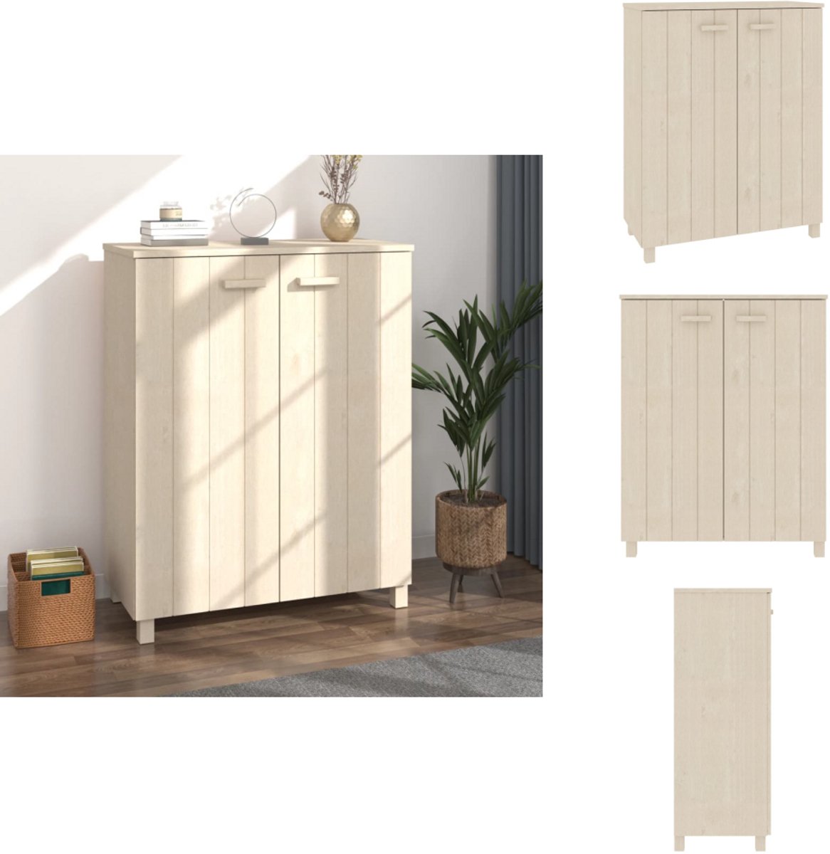 vidaXL Schoenenkast - Schoenenkasten - Schoenen Kast - Schoenenrek - Schoenenkast HAMAR 85x40x108 cm massief grenenhout honingbruin (8721096948428)