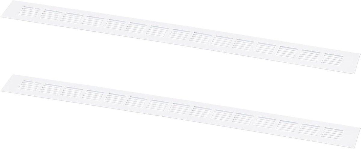 Allecto plus - Luchtroosterafdekking voor ventilatiesleuven - 2 stuks - 600 x 50 mm - aluminiumlegering gaas - schoenenkast kledingkast - wit (8785346118306)