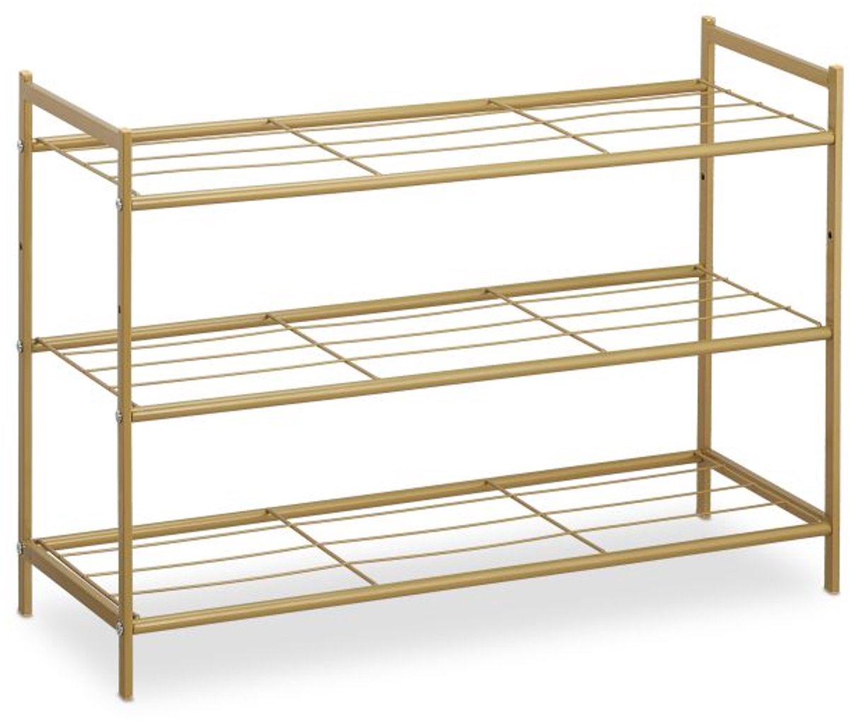 Doodadeals® Schoenenrek Goud - 3 Laags Schoenen Rek van Metaal - Luxe Schoenen Opberger - 50 x 70 x 26 cm (8720986197533)
