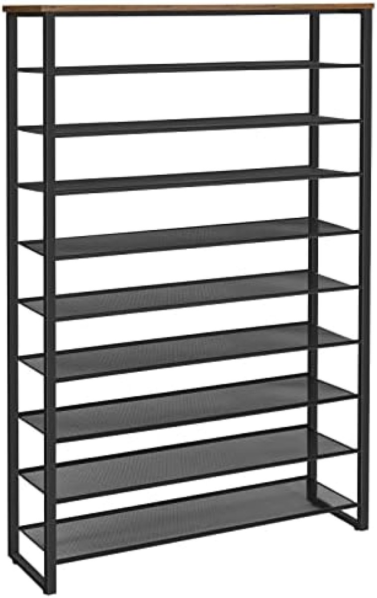 Gravora 10-laags schoenenrek met metalen rooster, ruimtebesparend opbergsysteem (6151026369351)