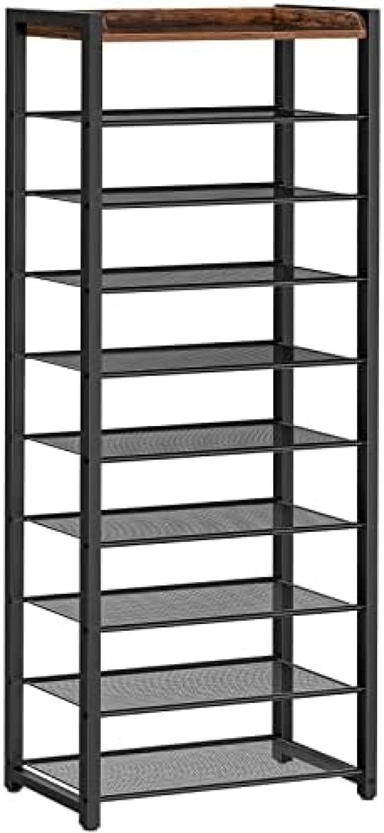 Gravora 10-laags schoenenrek met roosters, ruimtebesparend opbergmeubel voor hal of woonkamer (6151026634633)