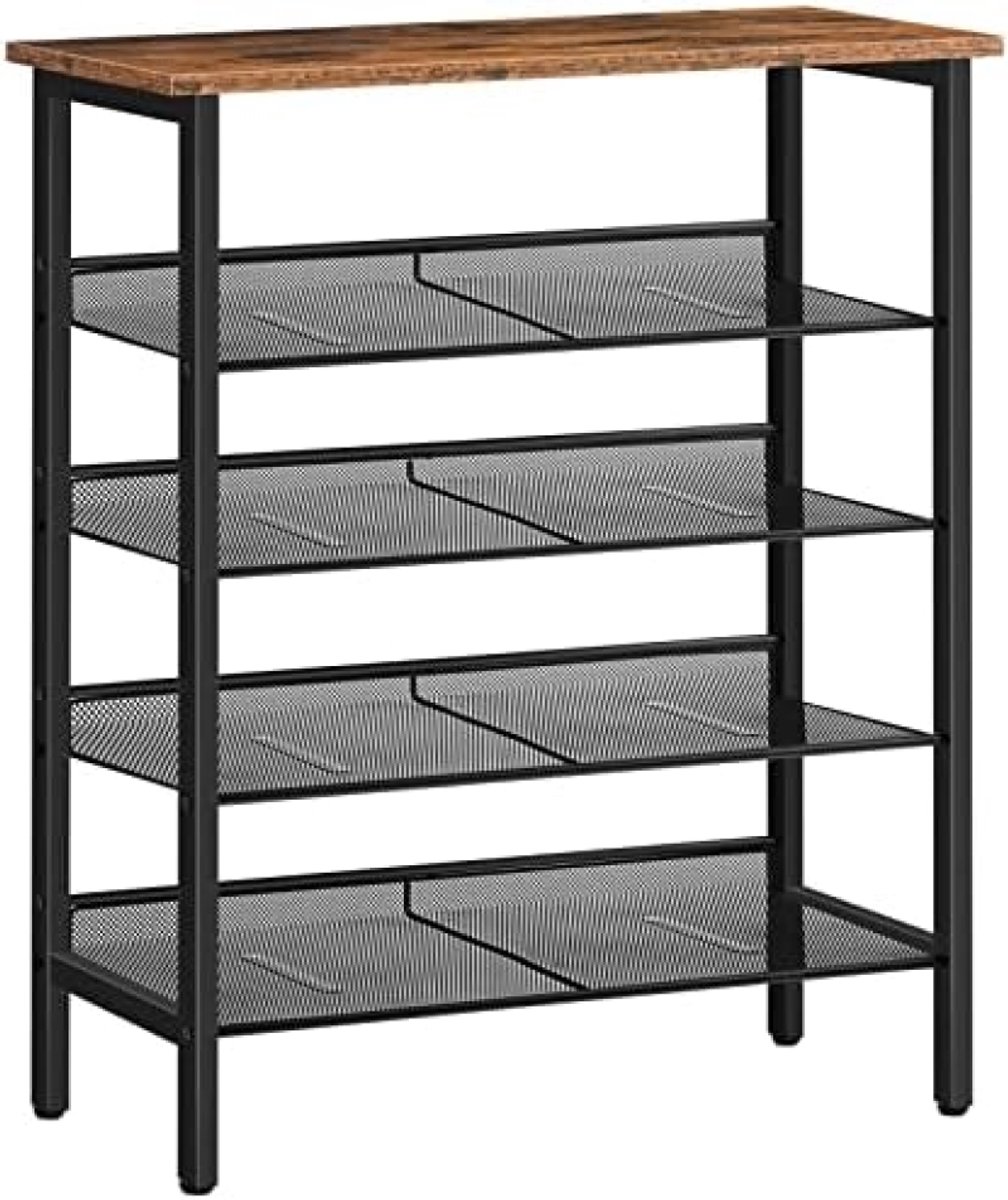 Gravora 5-laags schoenenorganizer met houten plankjes - Stijlvol opbergrek voor gang en woonkamer (6151025198198)