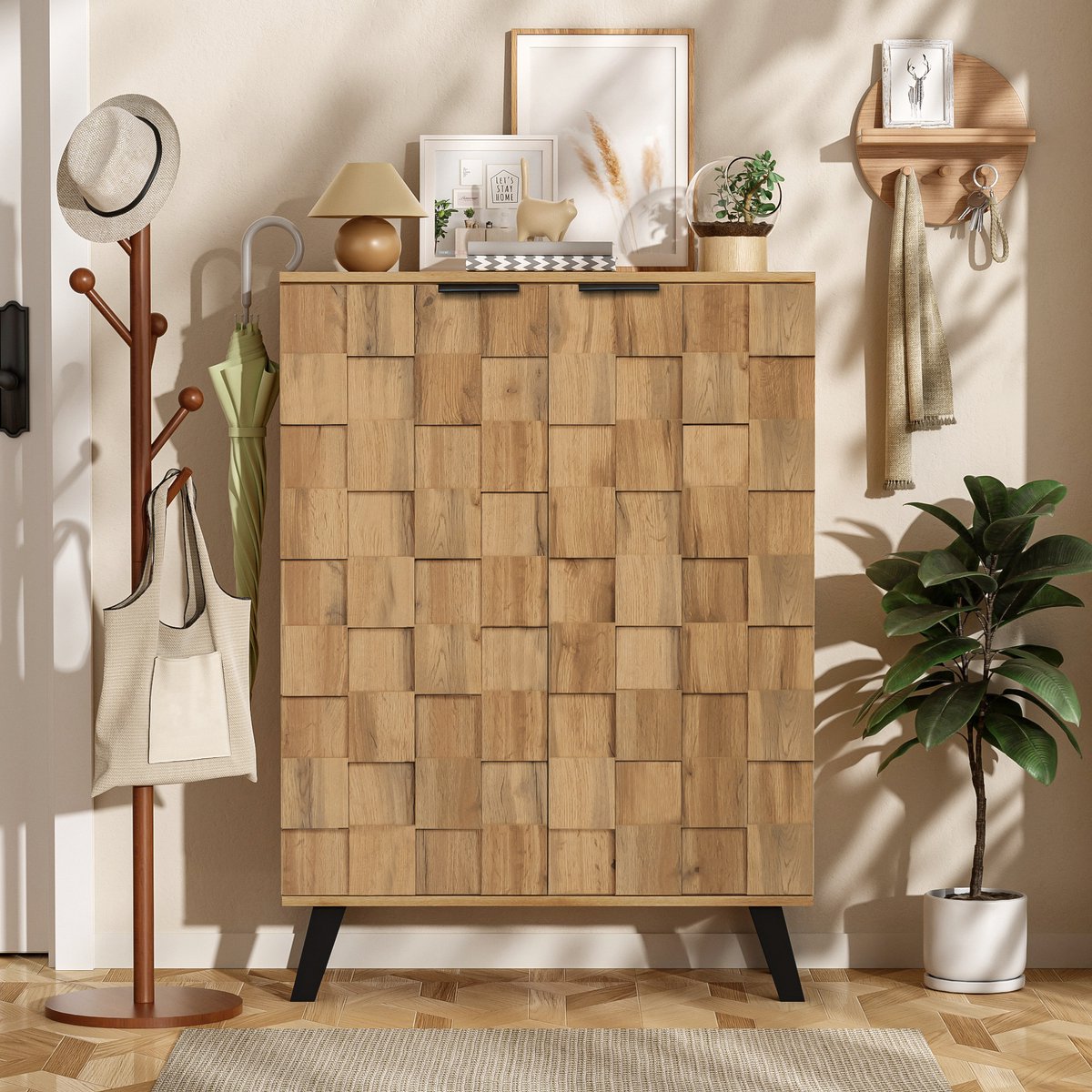 Gutent Schoenenkast met 5 vakken, Afmetingen: 80,5 x 35 x 109,5 cm, Verstelbare planken, Houtkleur (5289785126111)