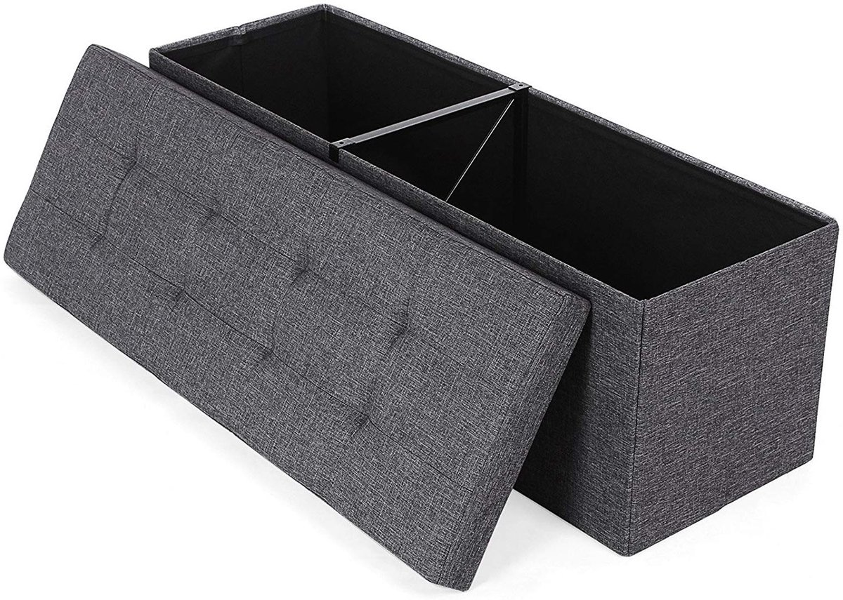 Hoppa! | Opbergkist | Donkergrijs | Polyester/MDF | 111 x 39 x 39 cm (8720574110012)