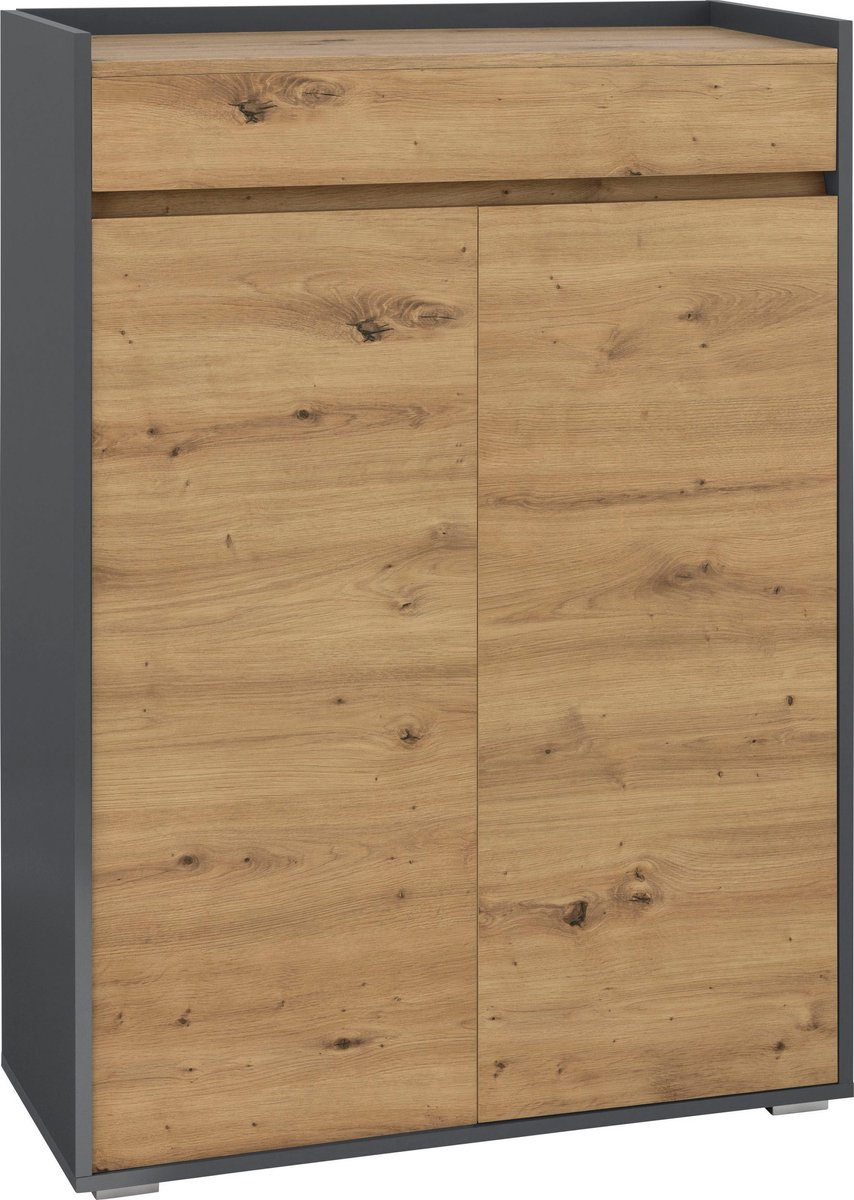 Kosmo|Schoenenkast met 2 Deuren 1 Lade in Eikenlook Antraciet (5711950308409)