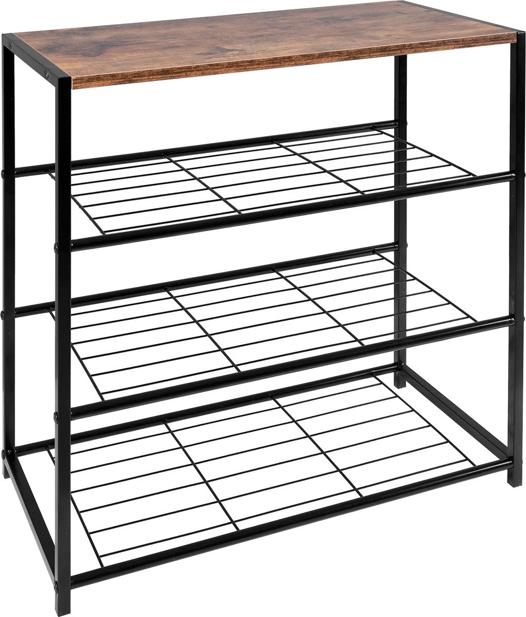 MDM - Schoenenbank - Schoenenrek metaal - Schoenenrek zwart - Schoenenrek - Industriële schoenenrek (6097017323370)