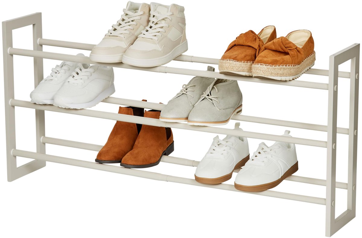 Merkloos® Uittrekbaar schoenenrek met drie niveaus voor opslag van maximaal 15 paar schoenen (8785339543283)