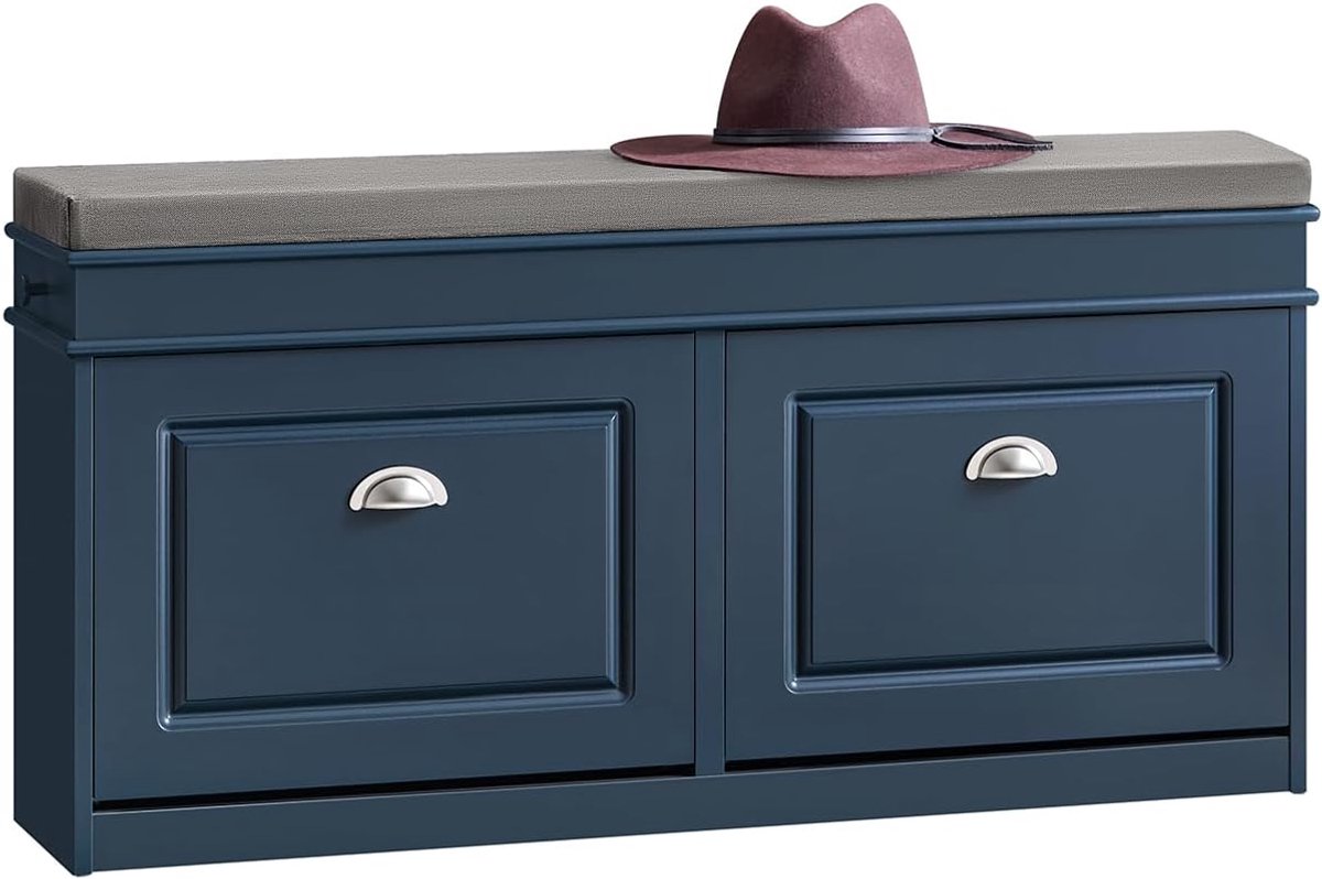 Ruimtebesparende Schoenenopbergbank met Zitkussen en Verstopte Opslag - Blauw (6154437461447)