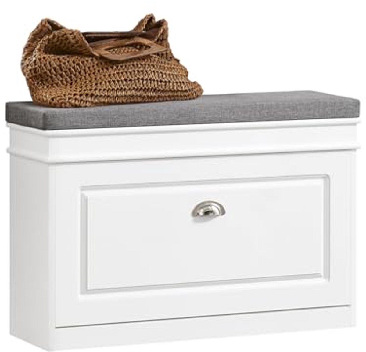 Schoenenbank met Kussen en Opbergruimte - Wit, 75x24x52cm (6153904522575)