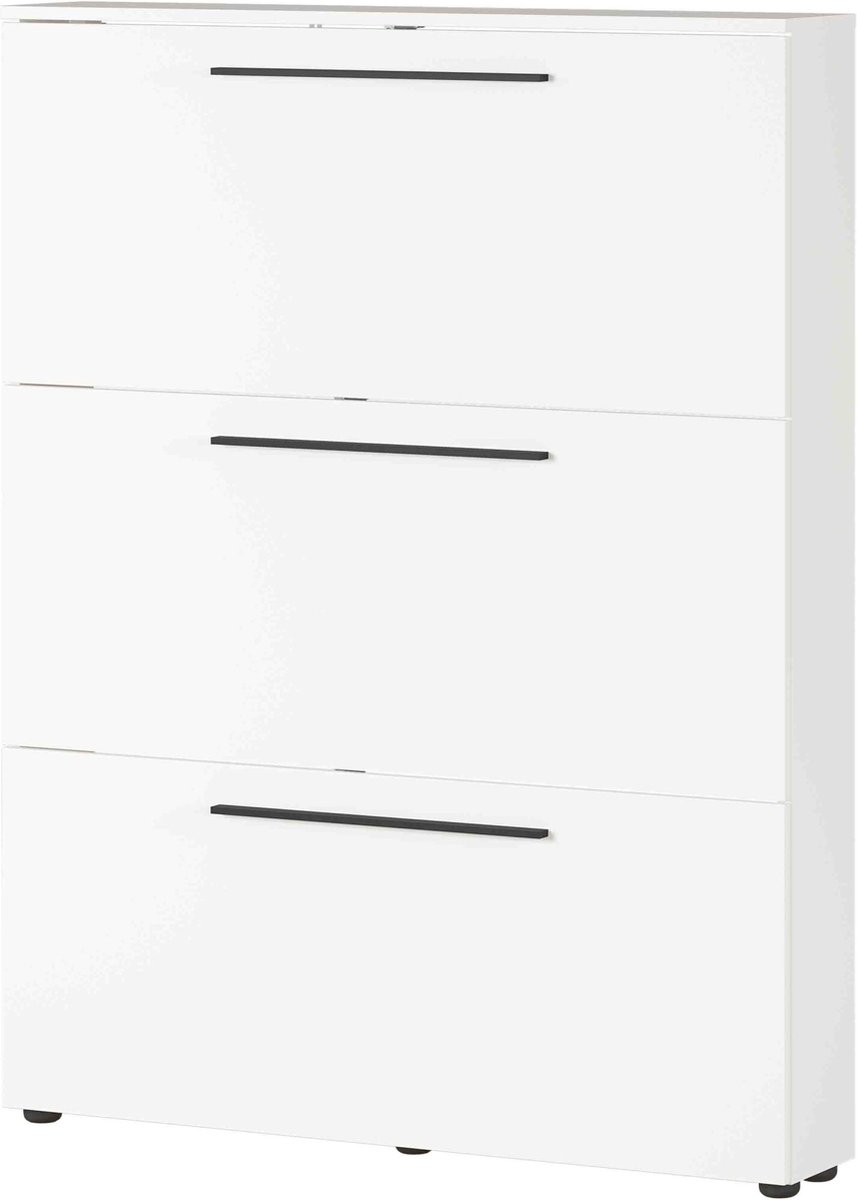 Schoenenkast Nicole Wit - 12 paar schoenen - Breedte 100 cm - Hoogte 129 cm - Diepte 19 cm - Met kleppen (6097133922952)