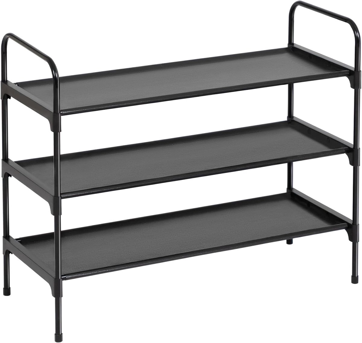 Schoenenrek met 3 niveaus, schoenenopslag, metalen frame, vliesstof, voor 12-15 paar schoenen, schoenenstandaard voor hal, slaapkamer, 70 x 30 x 59 cm, ruimtebesparend, zwart (5487569912367)