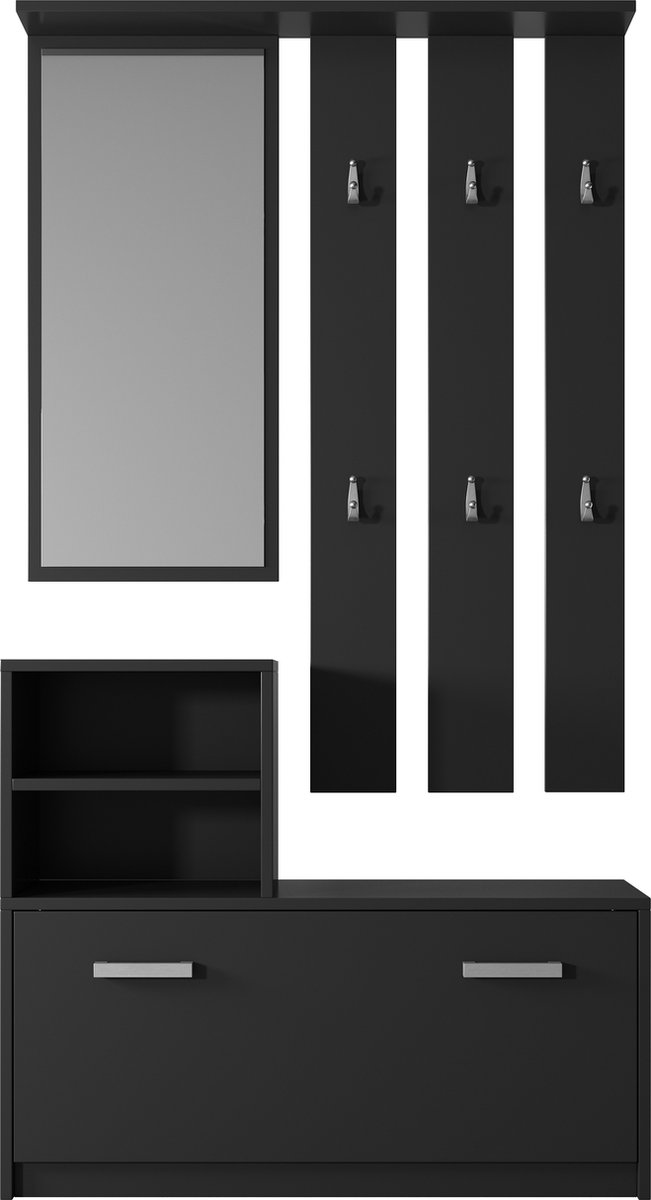 Selsey Yesfir - Hal set met spiegel - Zwart (5903025178653)