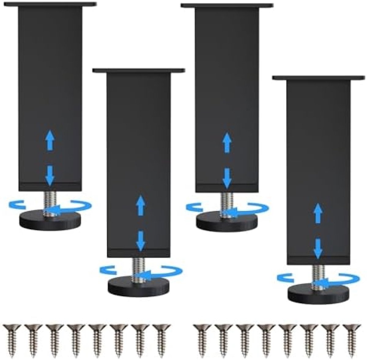 Set van 4 verstelbare meubelpoten - Zwarte designpoten voor meubels (6154317072022)