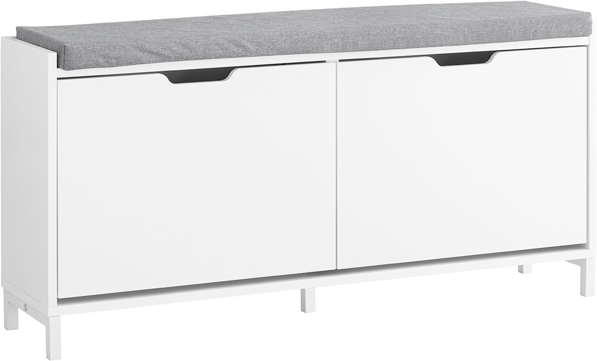 SoBuy FSR151-L-W Schoenenkast - Schoenenbank - Schoenenrek met 4 vakken - draagkracht 250 kg - Wit, 105 x 24 x 52 cm (4251388643358)
