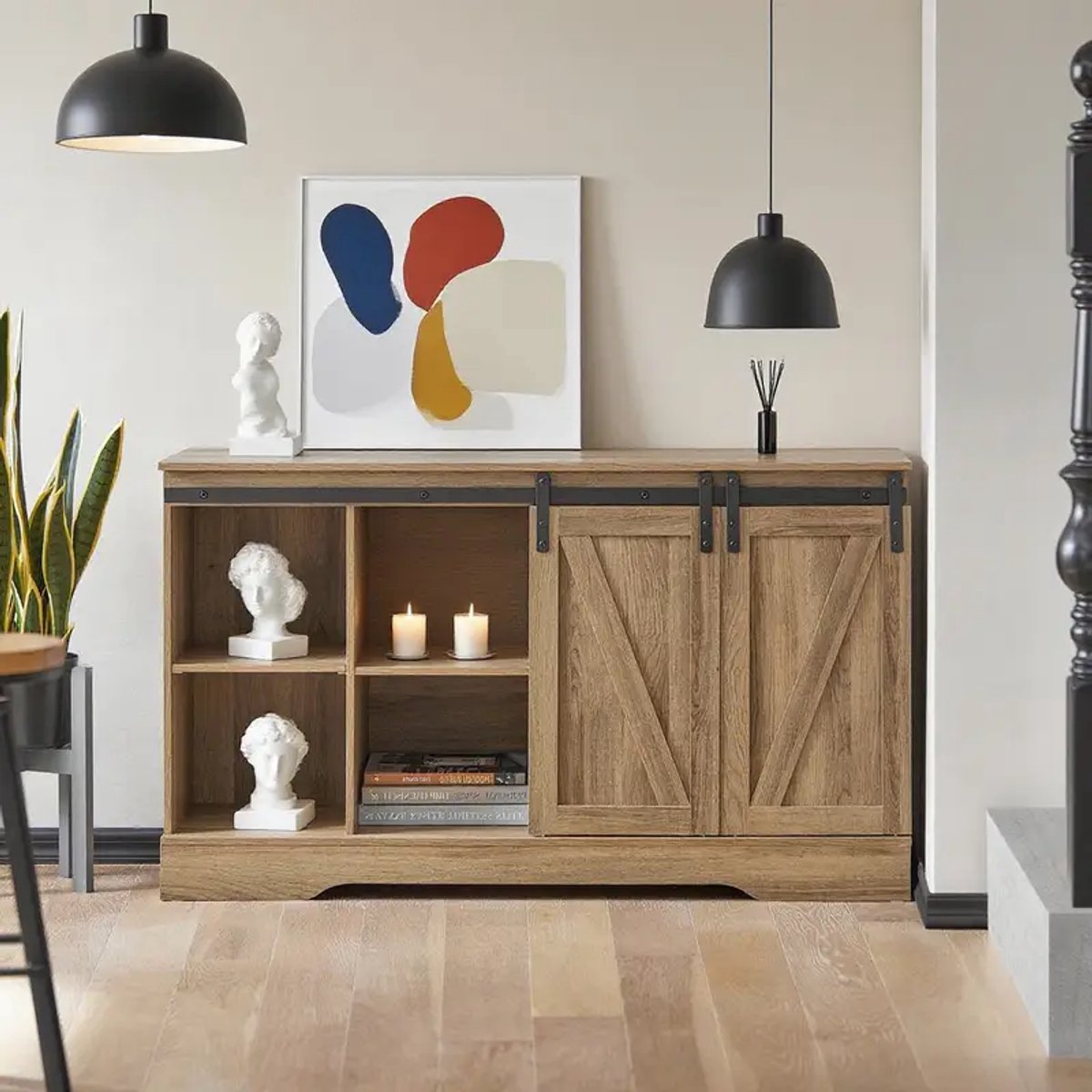 SureDeal® Schoenenkast 120x40x70 cm - Met Schuifdeur - Houtkleur - Vezelplaat - Voor Hal of Keuken - Klassiek Design (6154519846865)