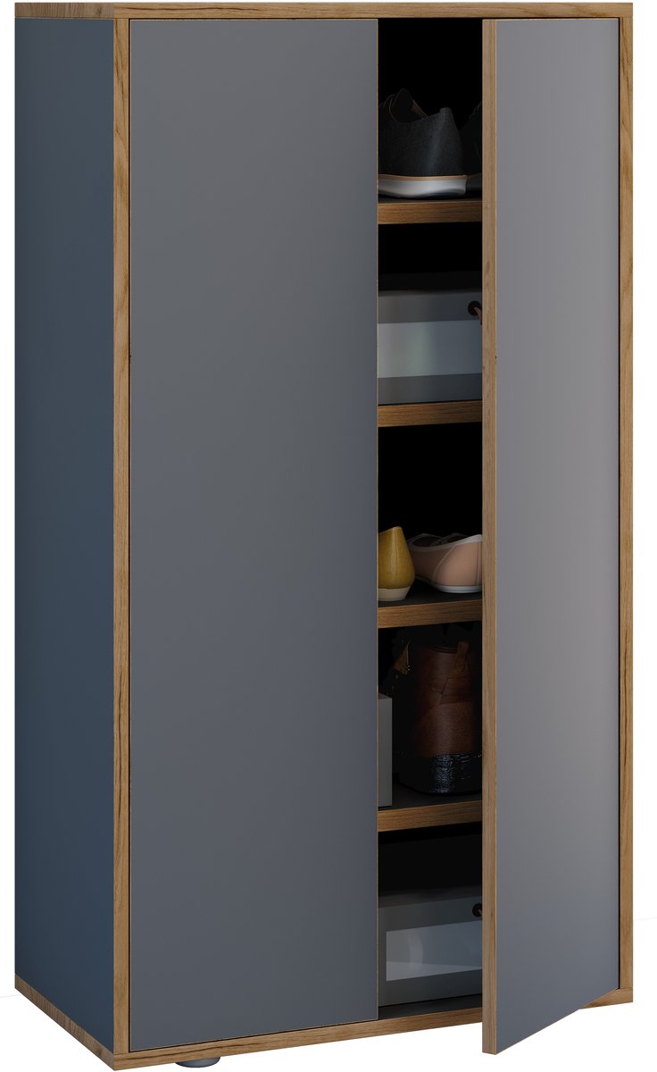 VCM Holz-Schuhschrank | Maße: B. 60 x H. 110 x T. 33 cm | Allzweckschrank | 5 Fächer | 2 Drehtüren - Salia Breite 60 cm (4051814446283)
