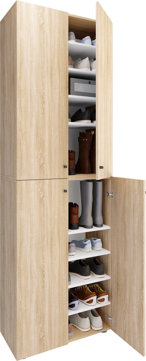 VCM XL houten grote schoenenkast schoenenrek grote laarzen halmeubel Lona 10 vakken scharnierende deuren XL houten grote schoenenkast schoenenrek grote laarzen halmeubel Lona 10 vakken scharnierende deuren (4051814428616)