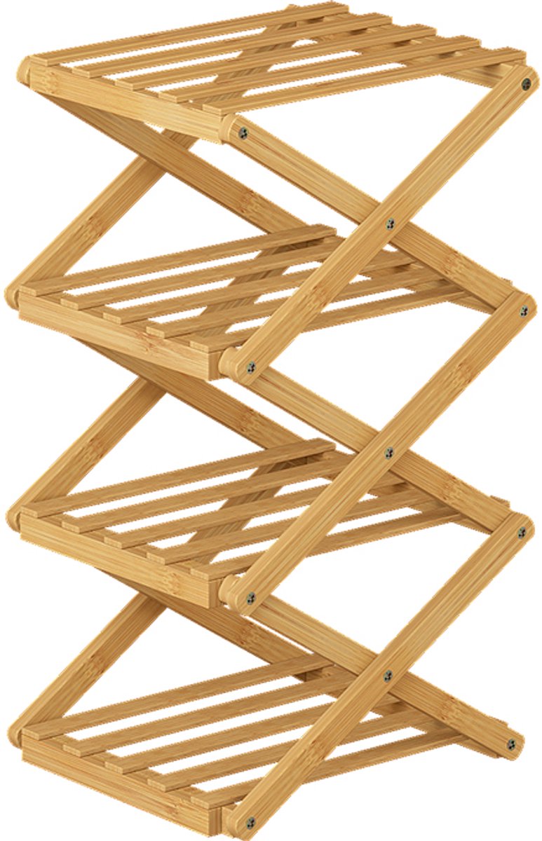 Vicco Ziggy Schoenenkast - 26 x 52 cm met 4 compartimenten Bamboe (4066731514311)