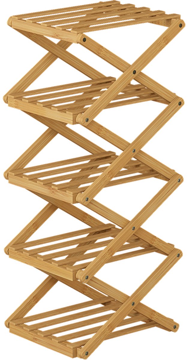 Vicco Ziggy Schoenenkast - 26 x 68.5 cm met 5 compartimenten Bamboe (4066731514328)