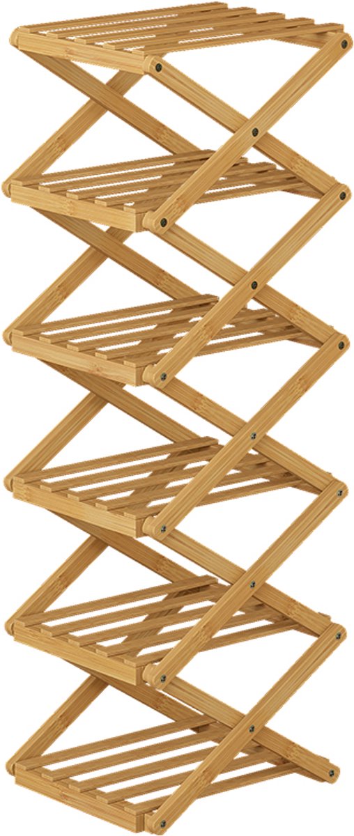 Vicco Ziggy Schoenenkast - 26 x 83.5 cm met 6 compartimenten Bamboe (4066731514335)