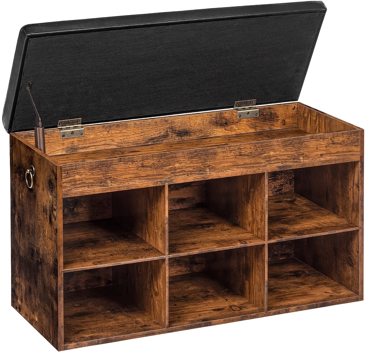 schoenenrek - Schoenenbank - schoenenkast - bank - 3 open vakken - gestoffeerd - opbergruimte onder de zitting - belastbaar tot 135kg - 82 x 31.5 x 44 cm (9507539731715)