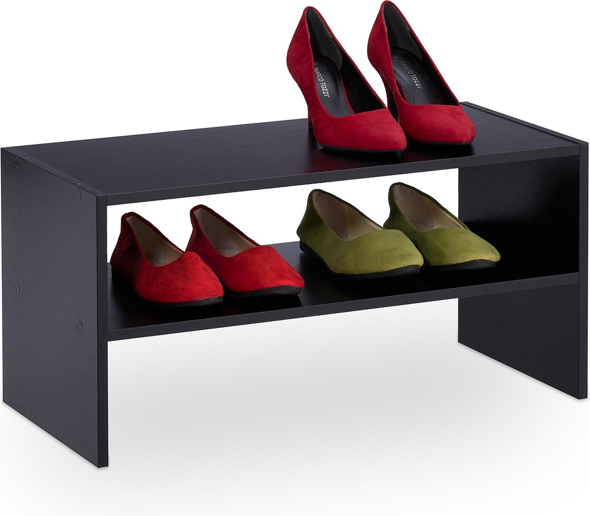 schoenenrek stapelbaar - 29,5 x 60 x 29,5 cm - voor 4 paar - gang - zwart (4052025473433)